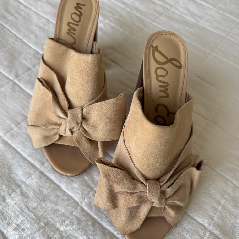 Sam Edelman Women's Cream Bow Mules